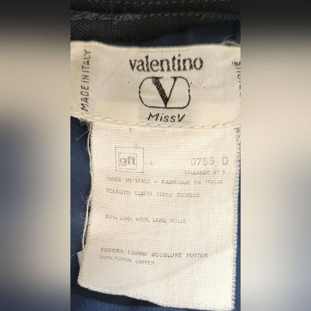 Vintg Valentino Miss V Tailored Pencil Skirt Womens US 6-8 Navy 100% Wool Nautic - Picture 12 of 13